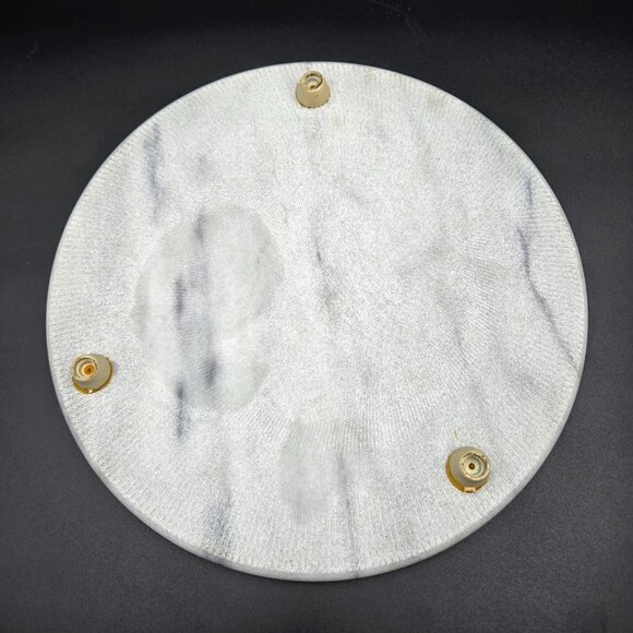 Marble Cheese Plate Tray Round Charcuterie Serving Footed White Grey Read - Picture 7 of 7
